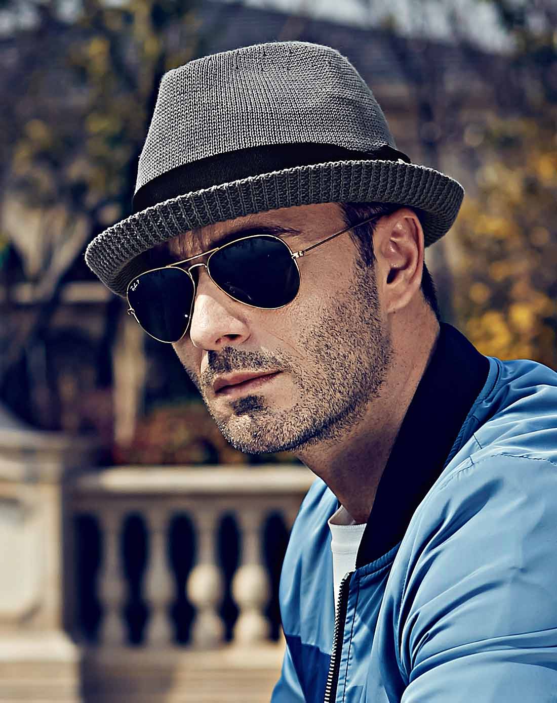 高档男士英伦翻沿针织礼帽