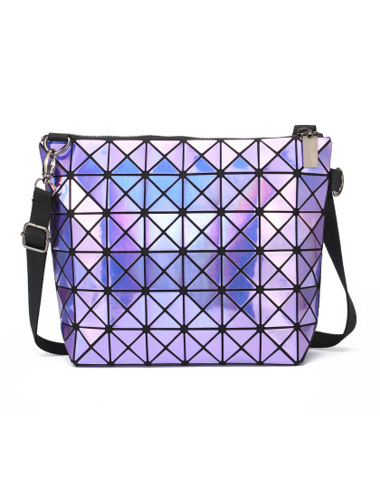 新款亮片镭射金属感几何菱格折叠包格子包