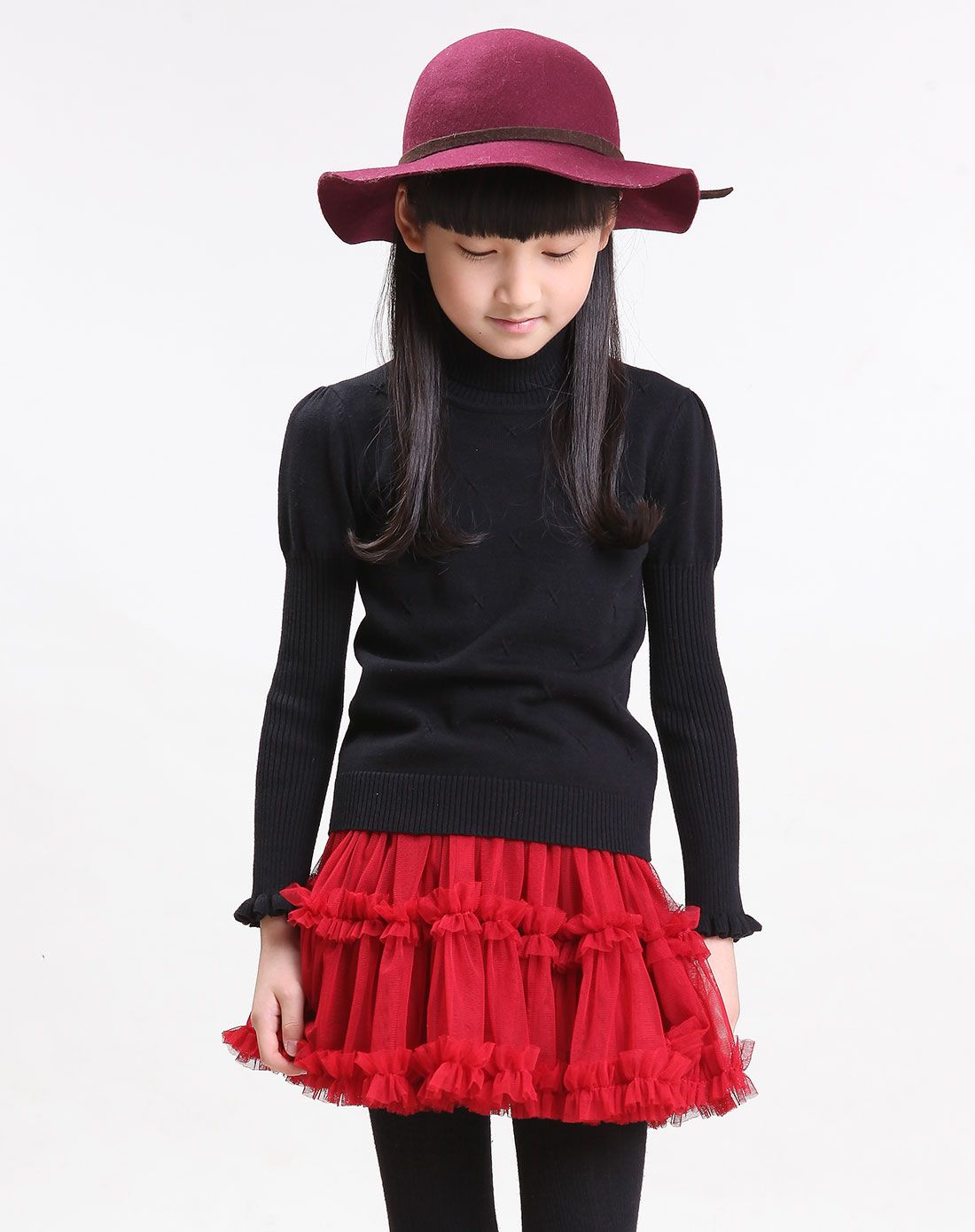 笛莎 女童黑色毛衣