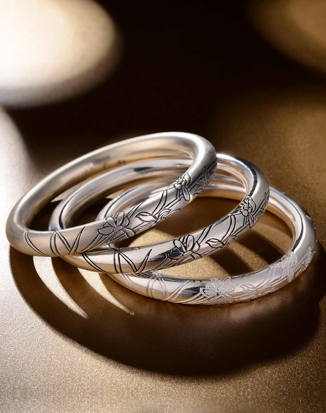 十二花神-兰花千足银空心手镯 送证书