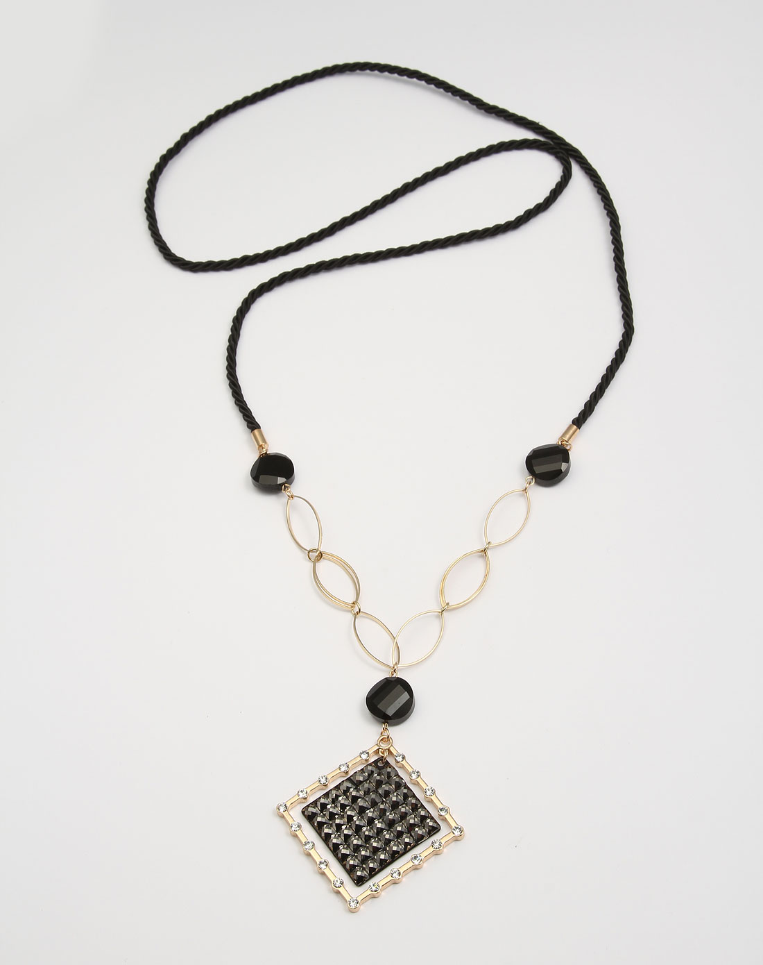 黑/金色灵动菱形项链