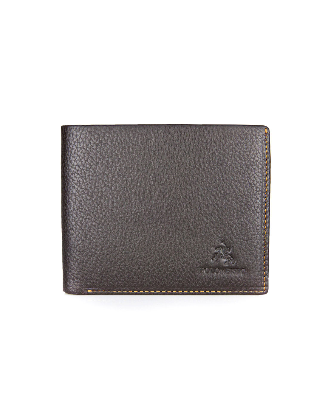 保罗美思得polomeisdo啡色简约大方粗线车边装饰显眼压纹标志牛皮钱包