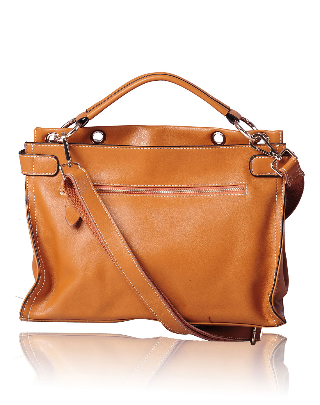 土黄色简约压纹手提单肩斜挎包