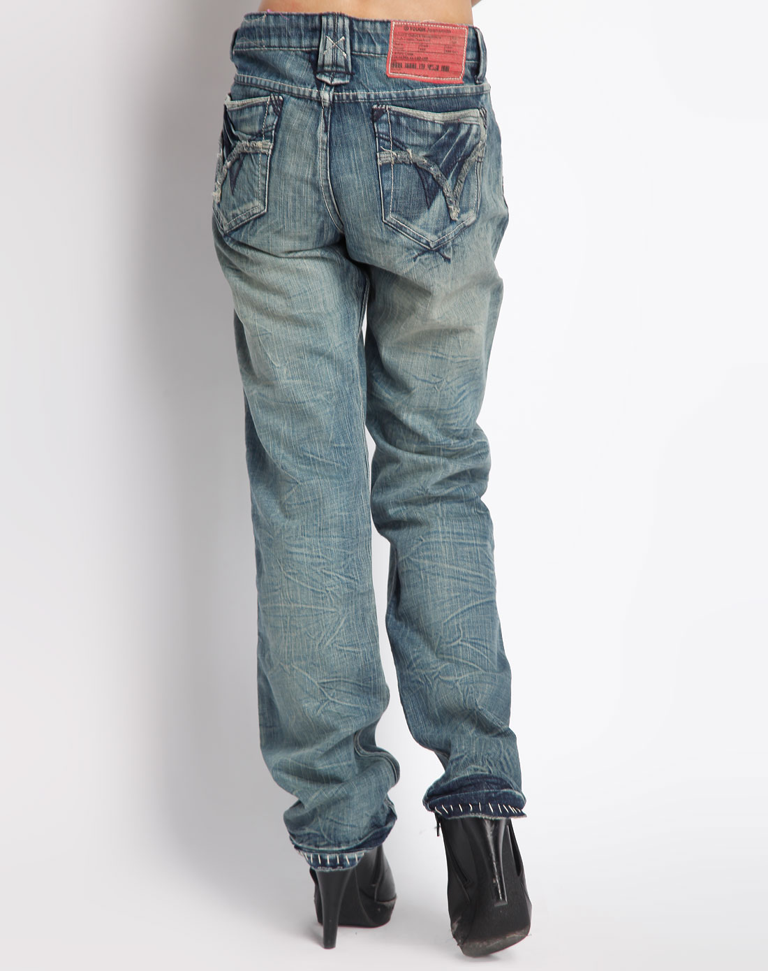 tough 蓝色洗水牛仔长裤