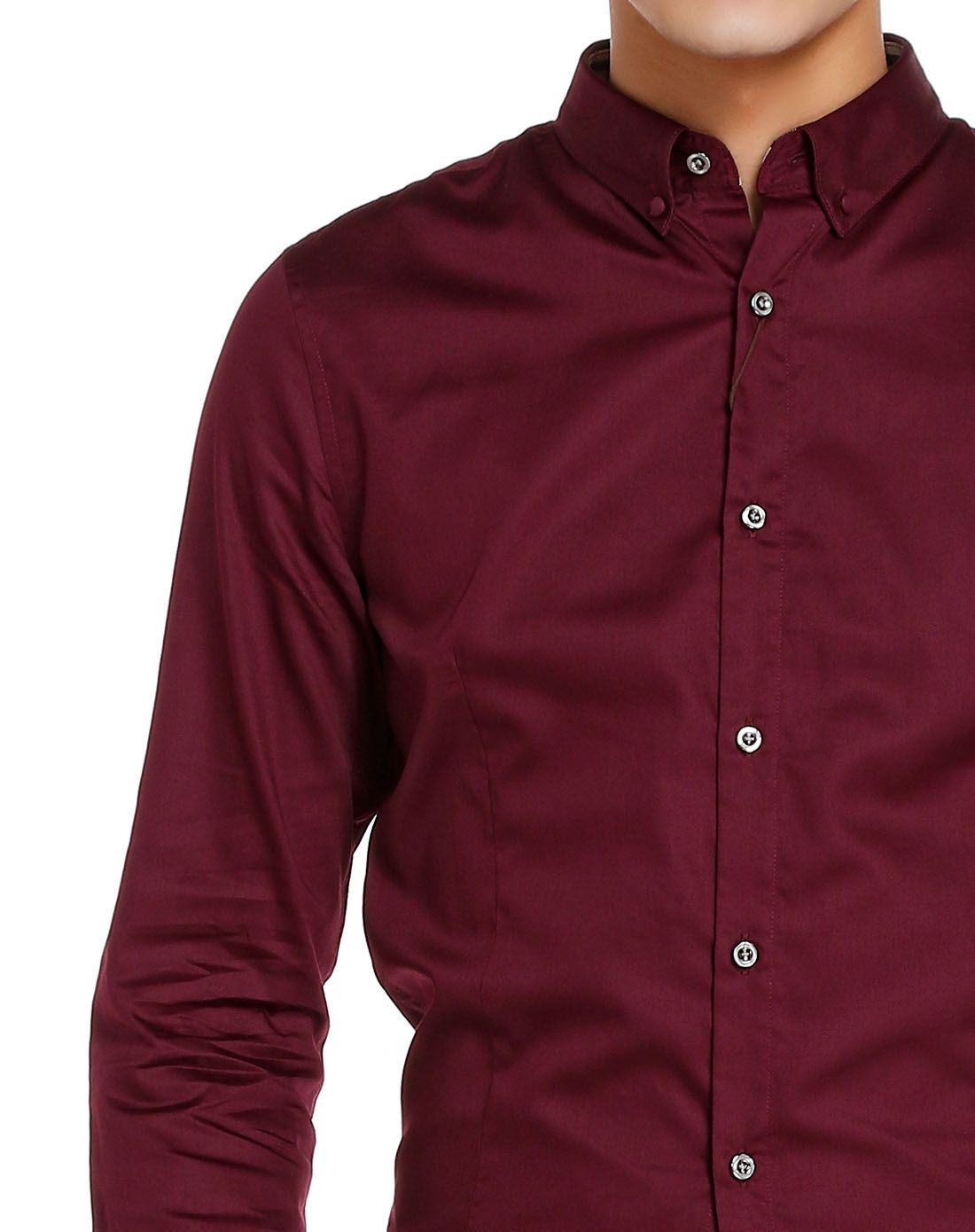 酒红色都市帅气长袖衬衫
