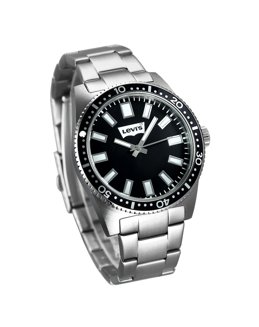> levis 中性款黑/银色时尚指针钢带石英手表