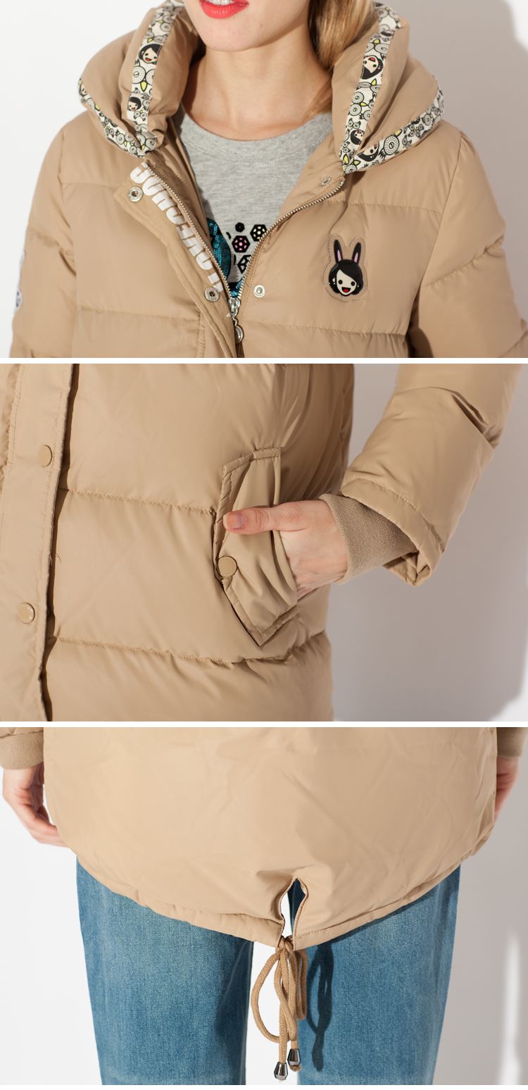 卡其米色休闲舒适长袖羽绒服