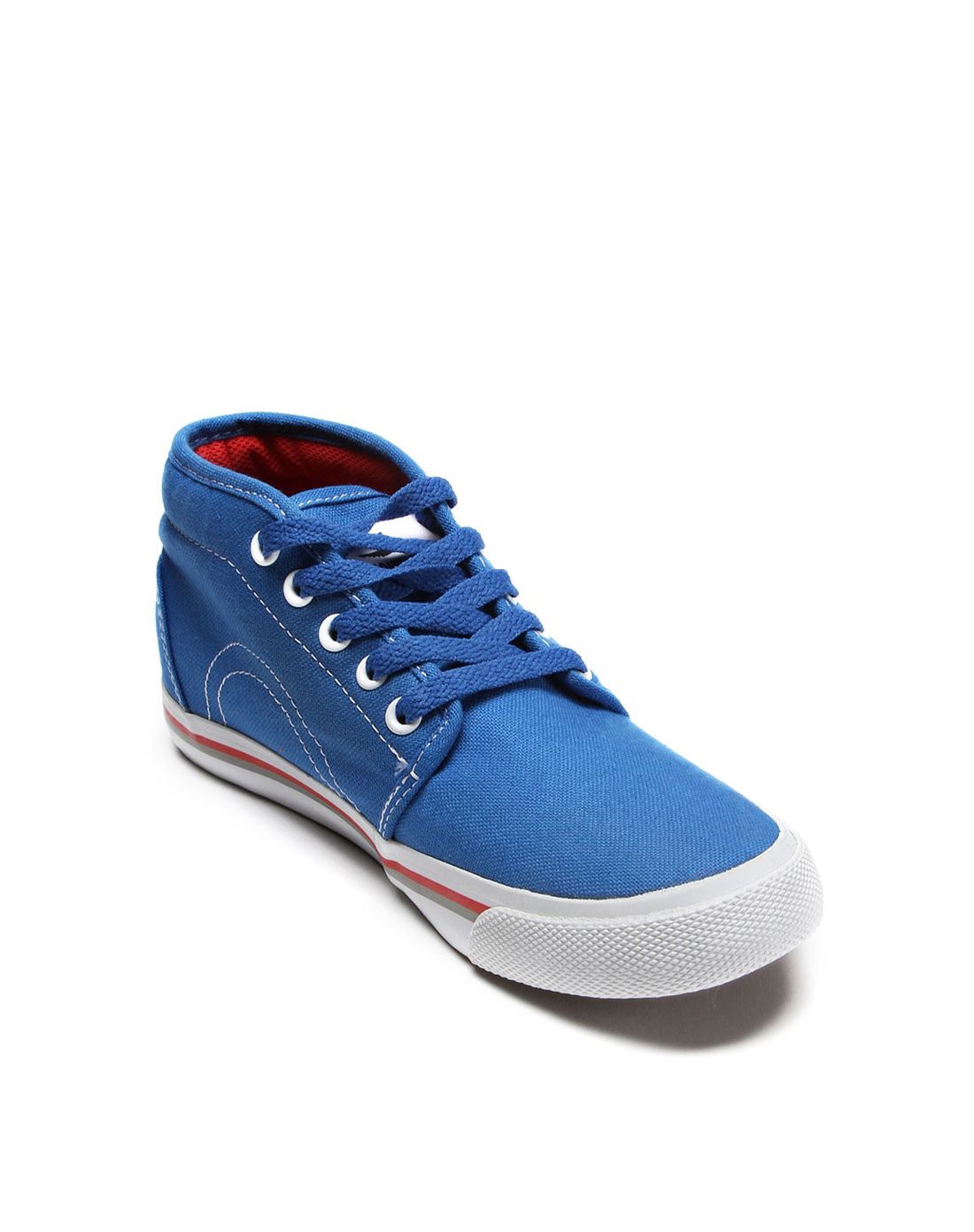 女款宝蓝色舒适中帮系带帆布鞋