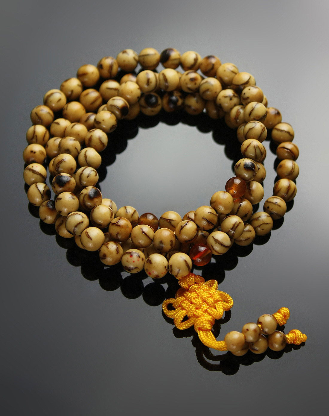 棕白小金线菩提108佛珠