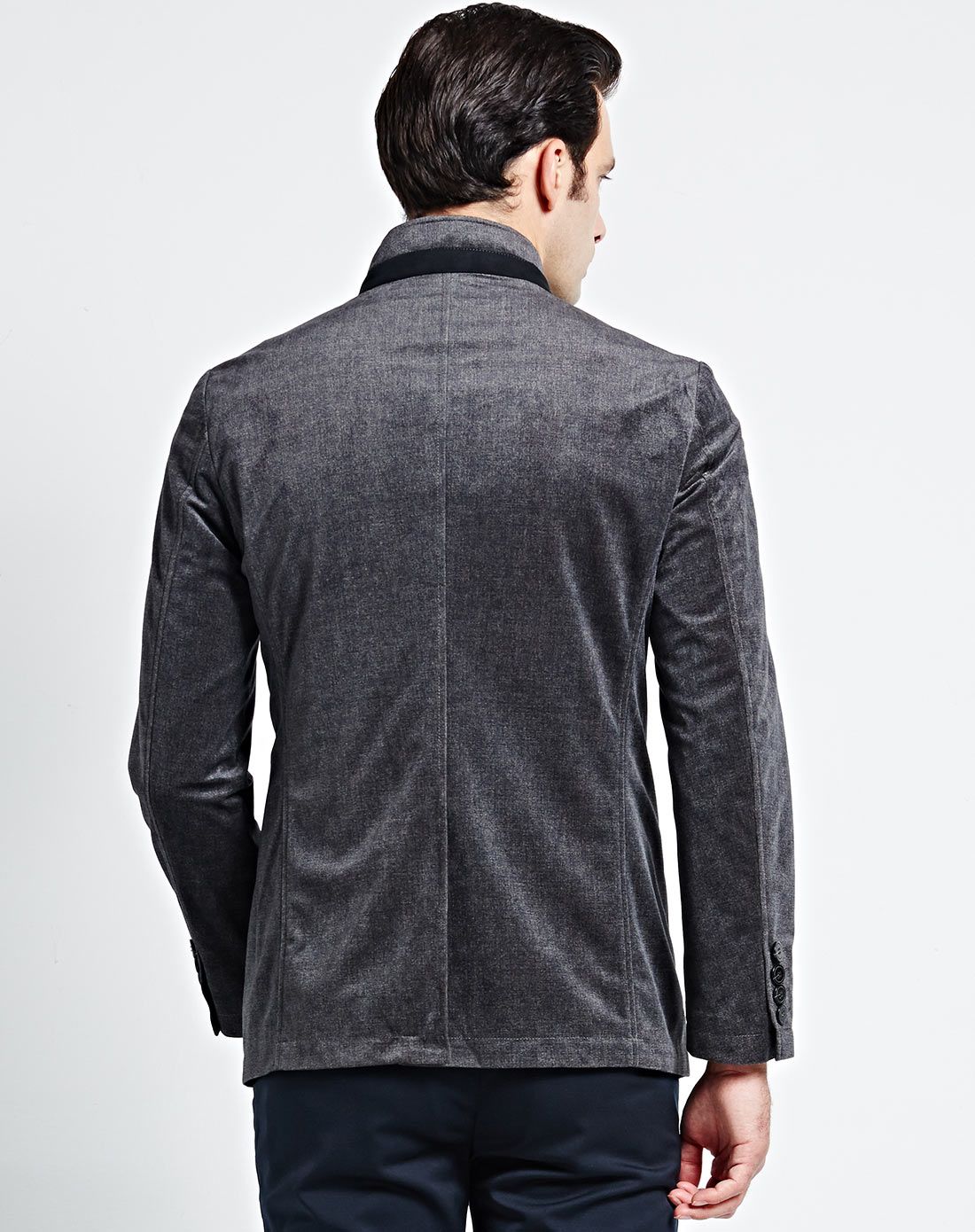 深灰绿光面优雅绅士休闲外套