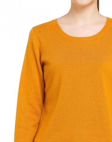 女棕黄圆领女套衫