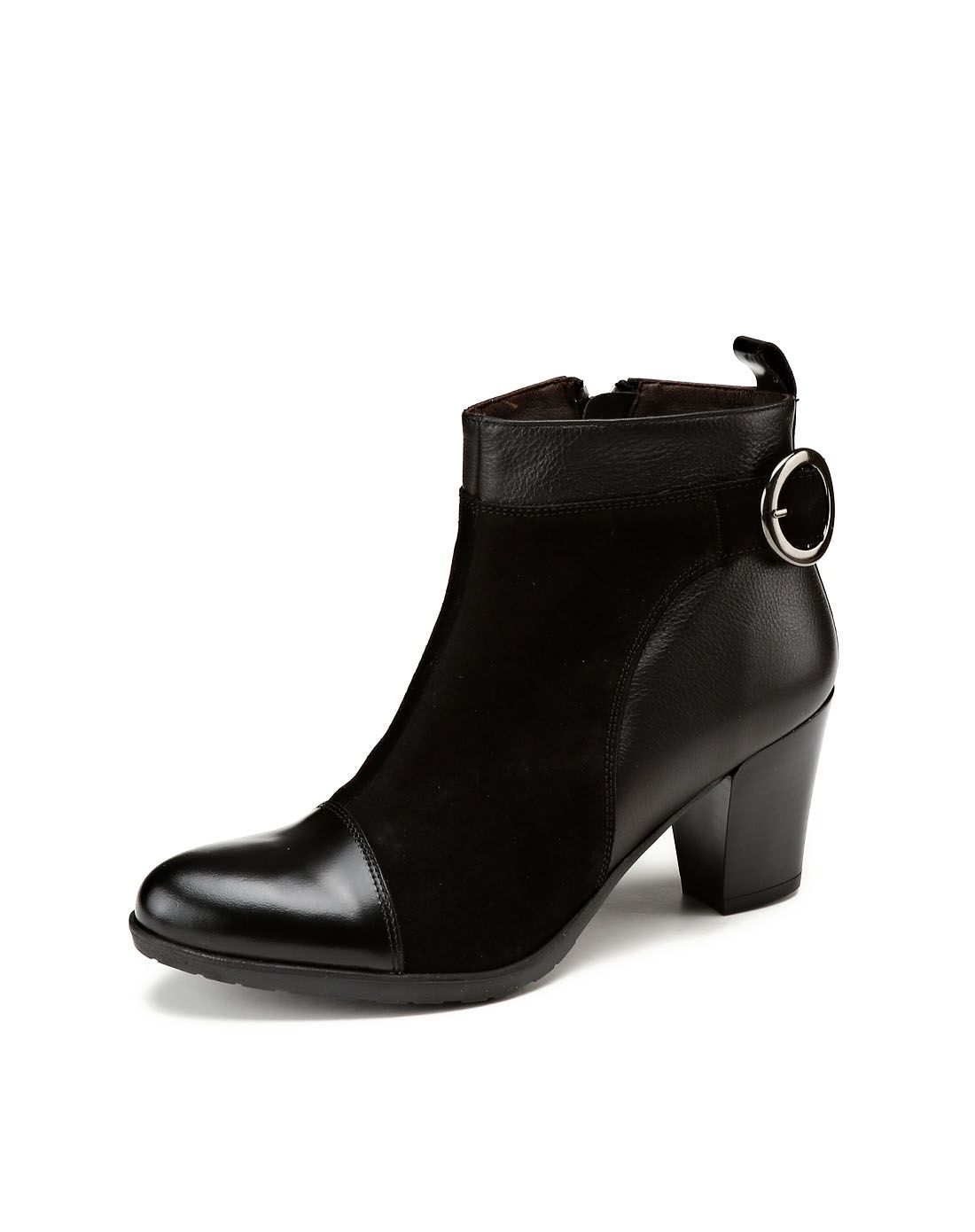 ara&johnwhite进口鞋包西班牙牛皮革/牛剖层革黑色女靴j153a23770b0