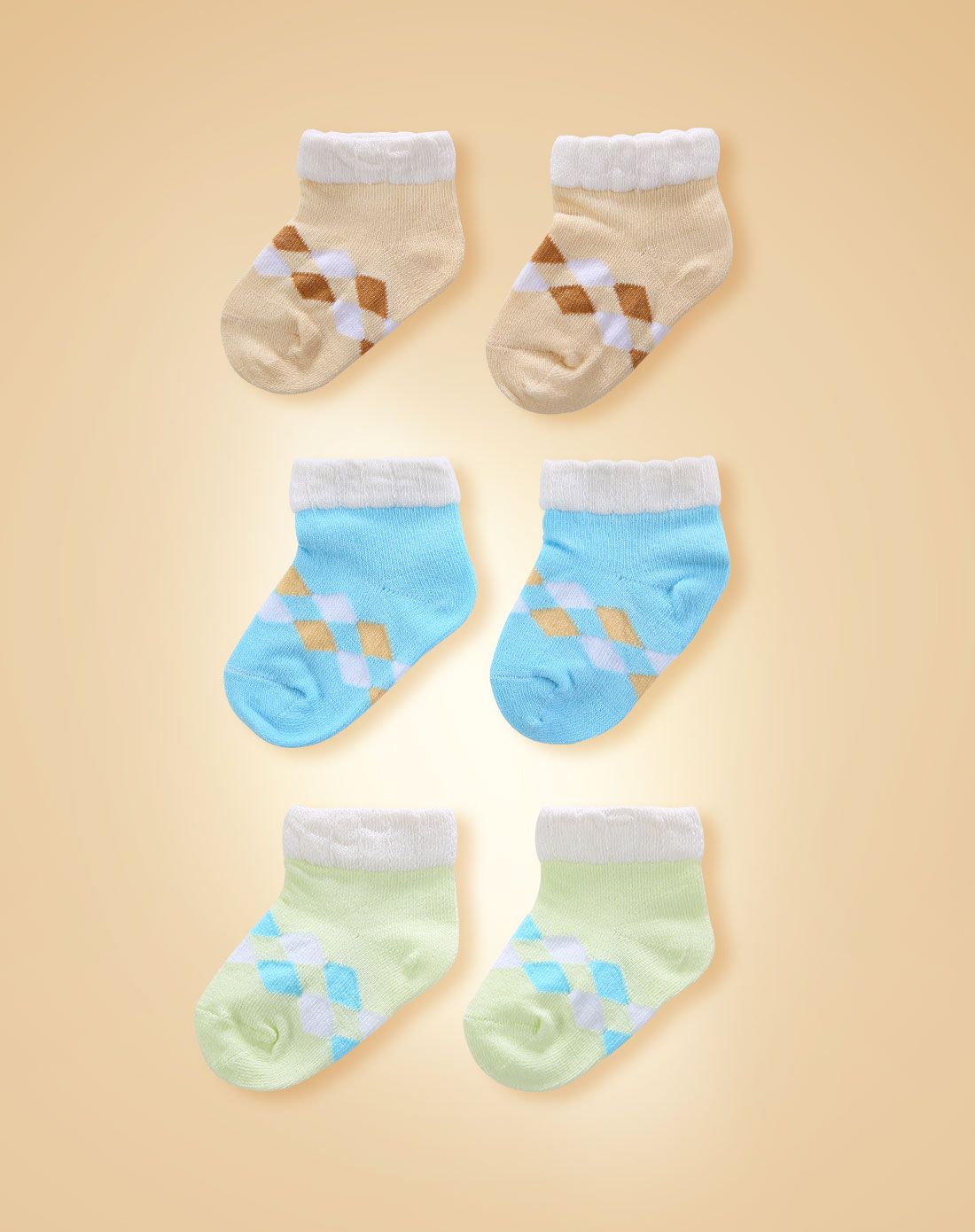 中性混色纯棉平口袜(3对包装)