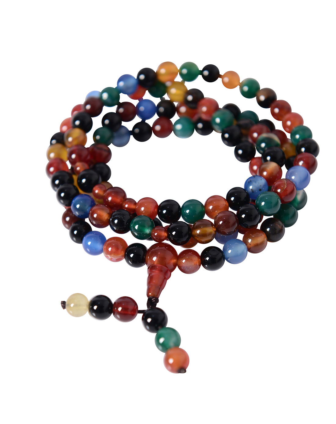 中性七彩色天然七彩玛瑙6mm108粒佛珠手链