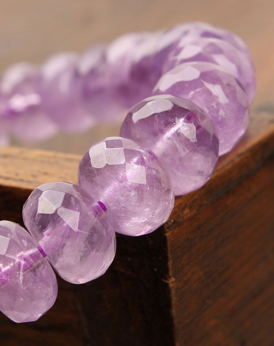 天然紫水晶算珠切面手链