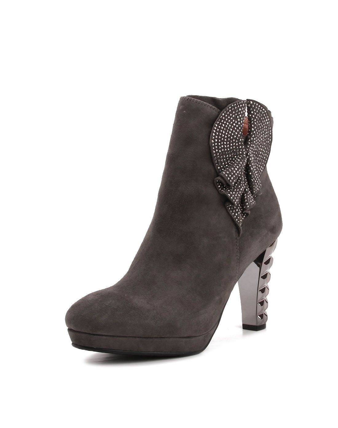 灰色羊京正装短靴