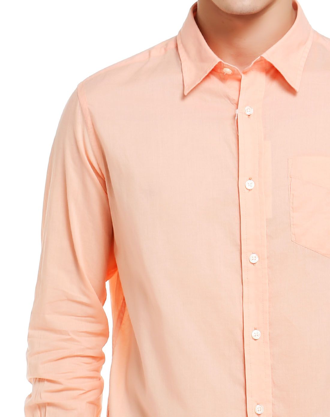 spao男款浅橙色斯文大方长袖衬衫