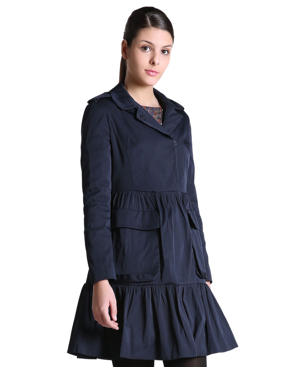 藏青双面大口袋风衣