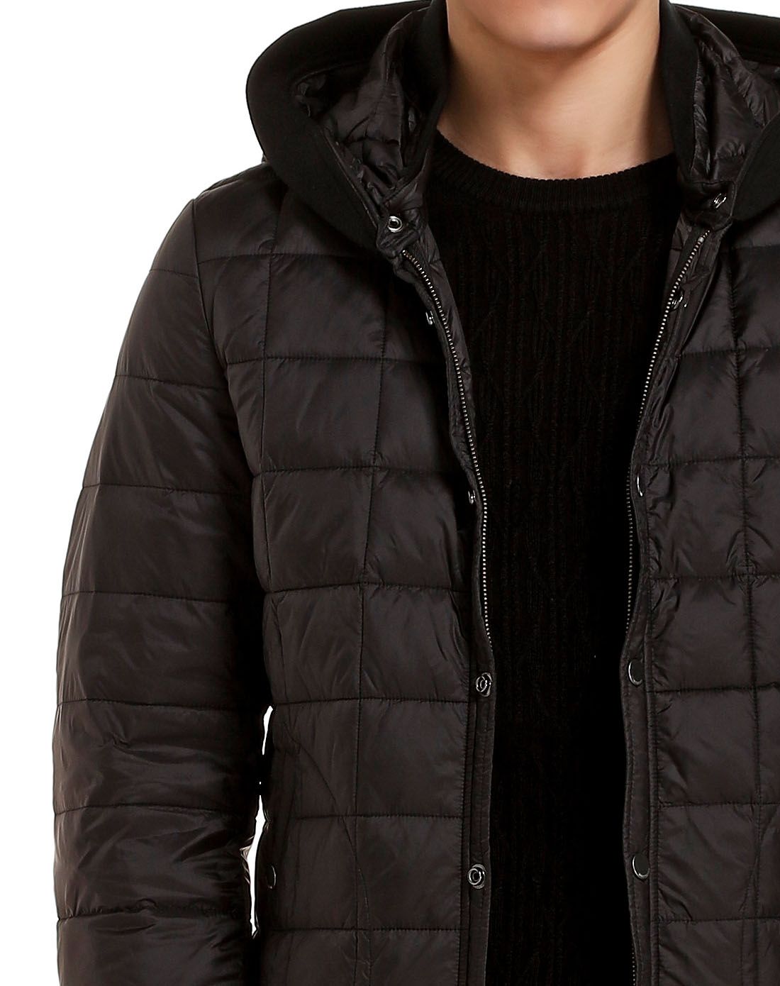 blackgateone67黑色时尚连帽长袖羽绒服b41431899_唯品会