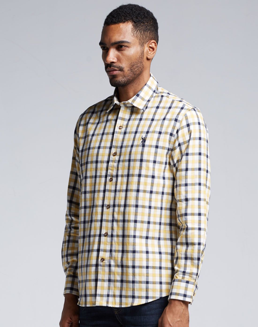 u.s. polo assn.男装专场 黄色美式田园风格长衬衫