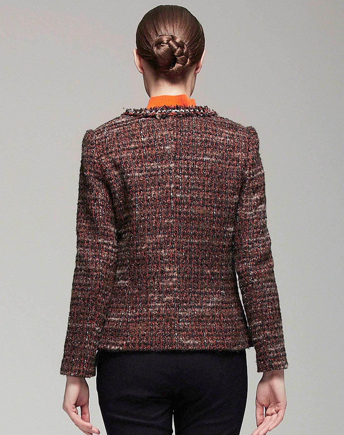 深咖色粗花呢经典款香奈儿外套