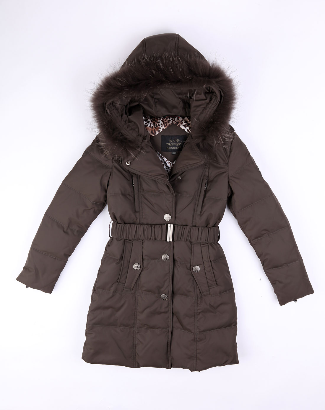 波司登bosideng 修身腰带装饰时尚款羽绒服