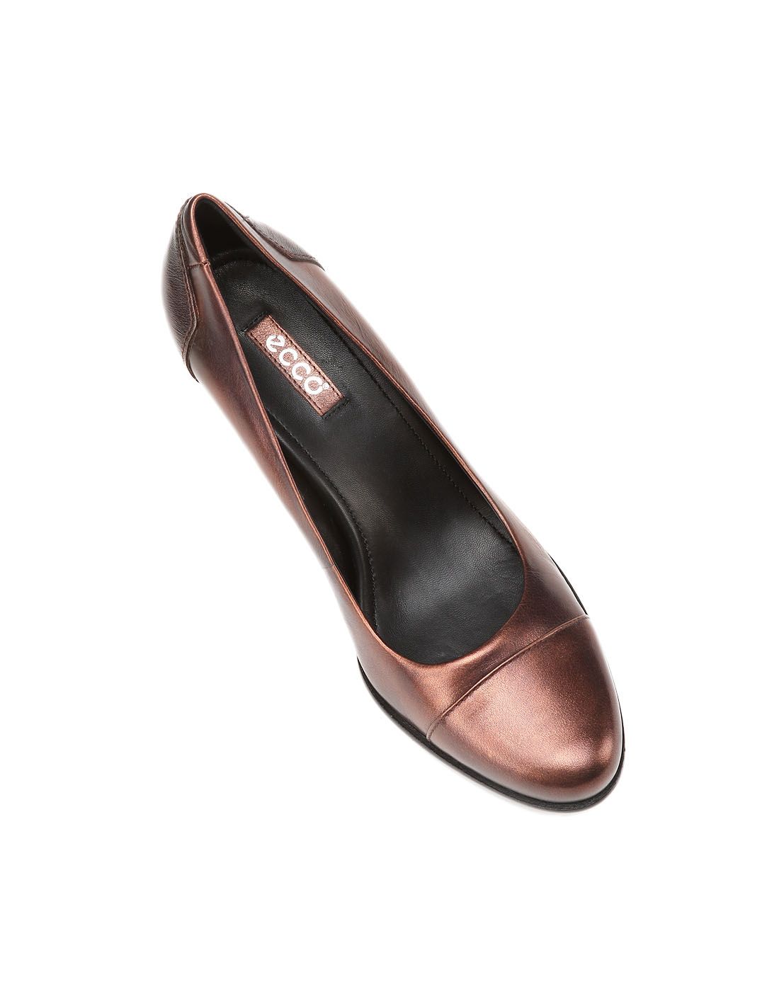 女款铜棕色简约高跟单鞋