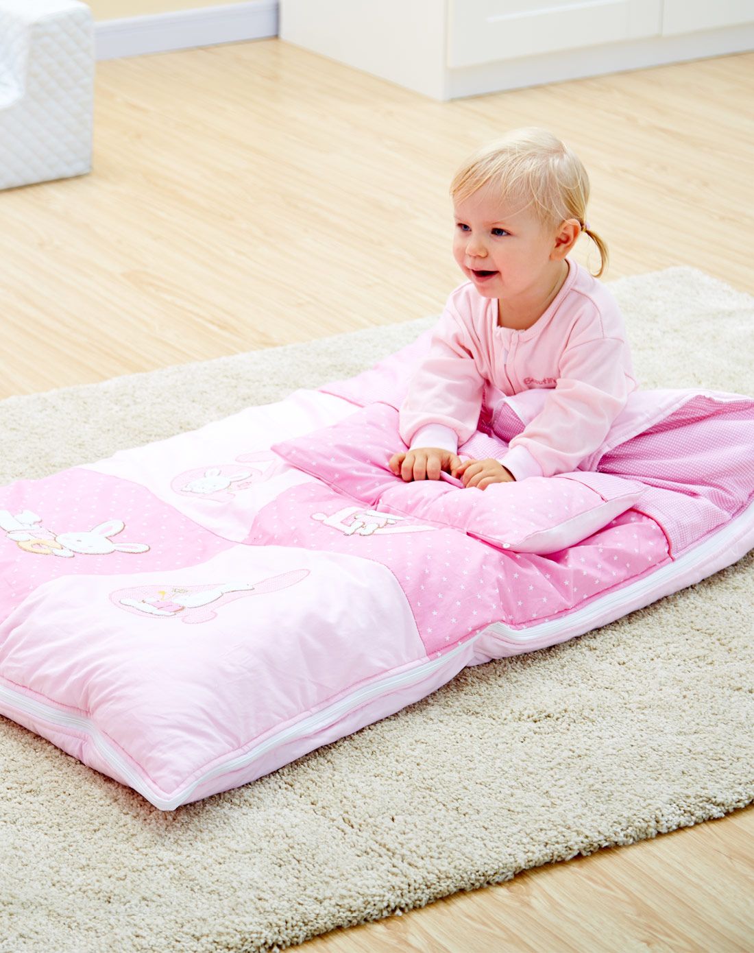 宝宝被式睡袋元绒棉可当被子粉