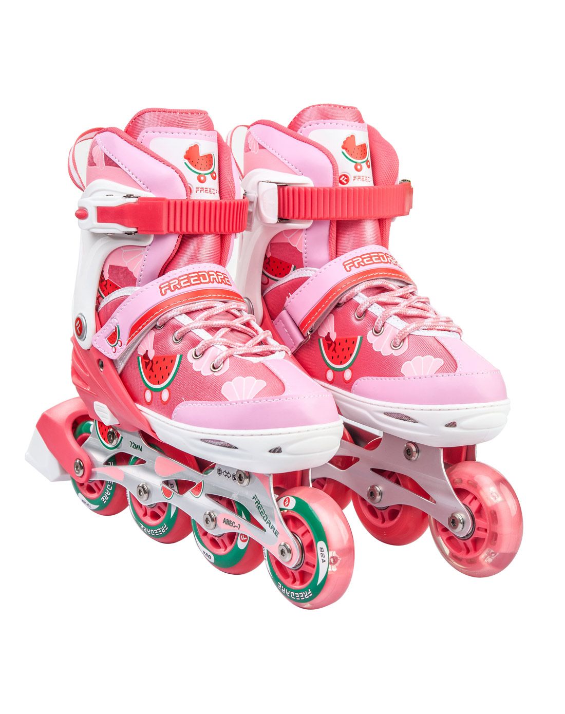 儿童直排轮滑冰鞋送护具-西瓜(m)