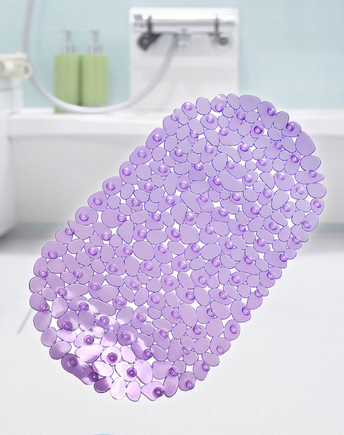紫色鹅卵石浴室防滑垫