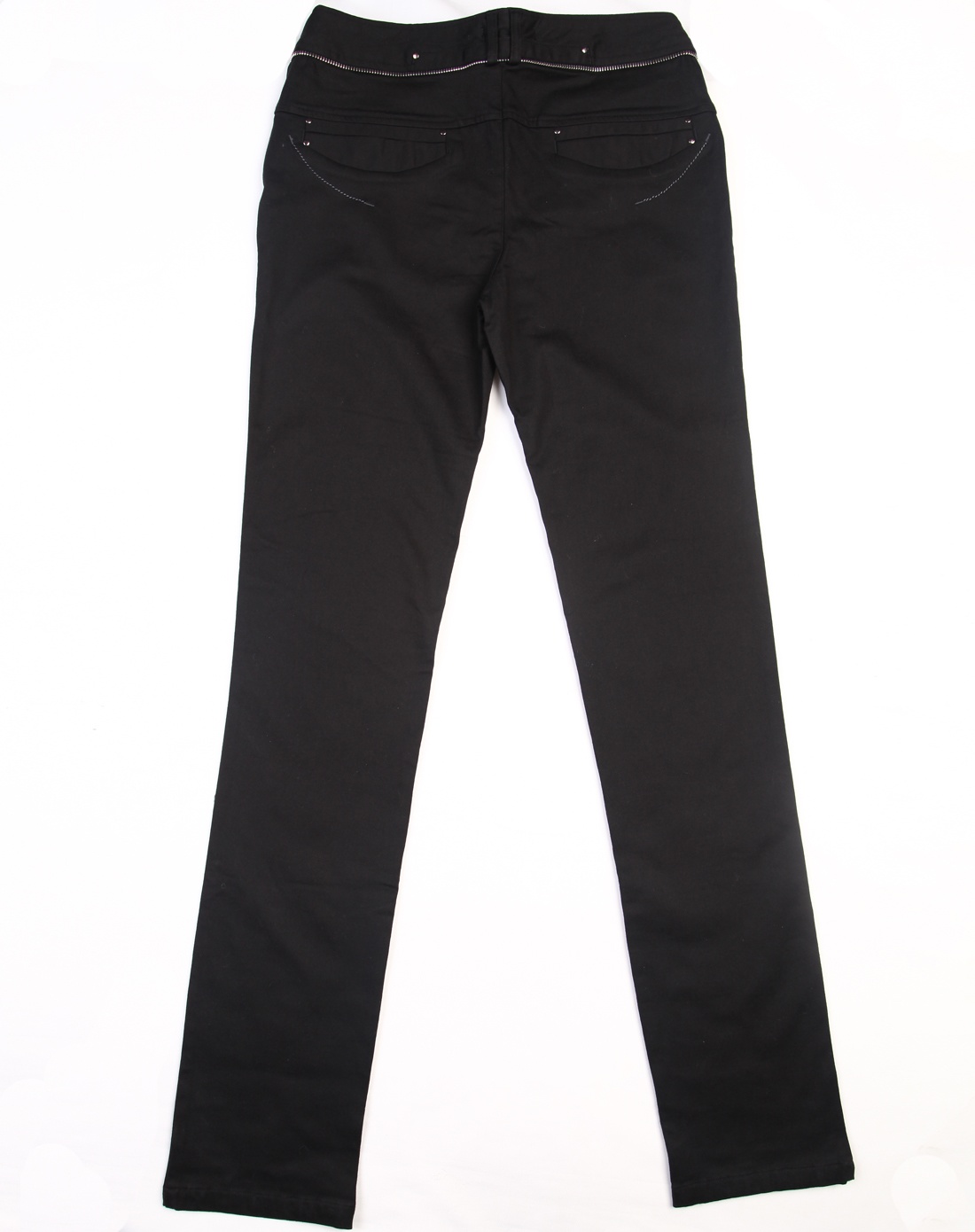 黑色前袋口分割直筒裤