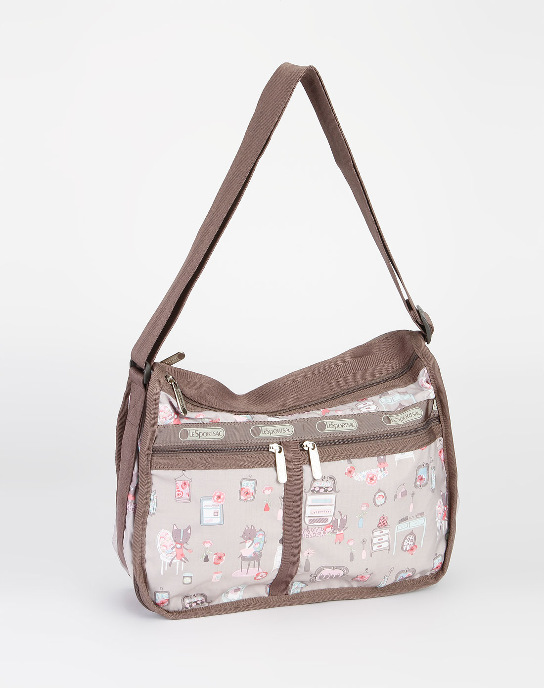 乐播诗lesportsac箱包专场-灰色印图时尚斜挎包