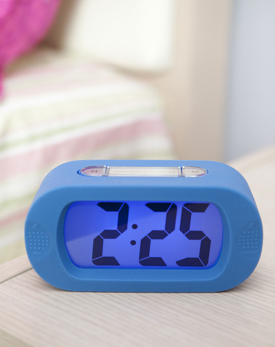 大屏硅胶lcd闹钟蓝色