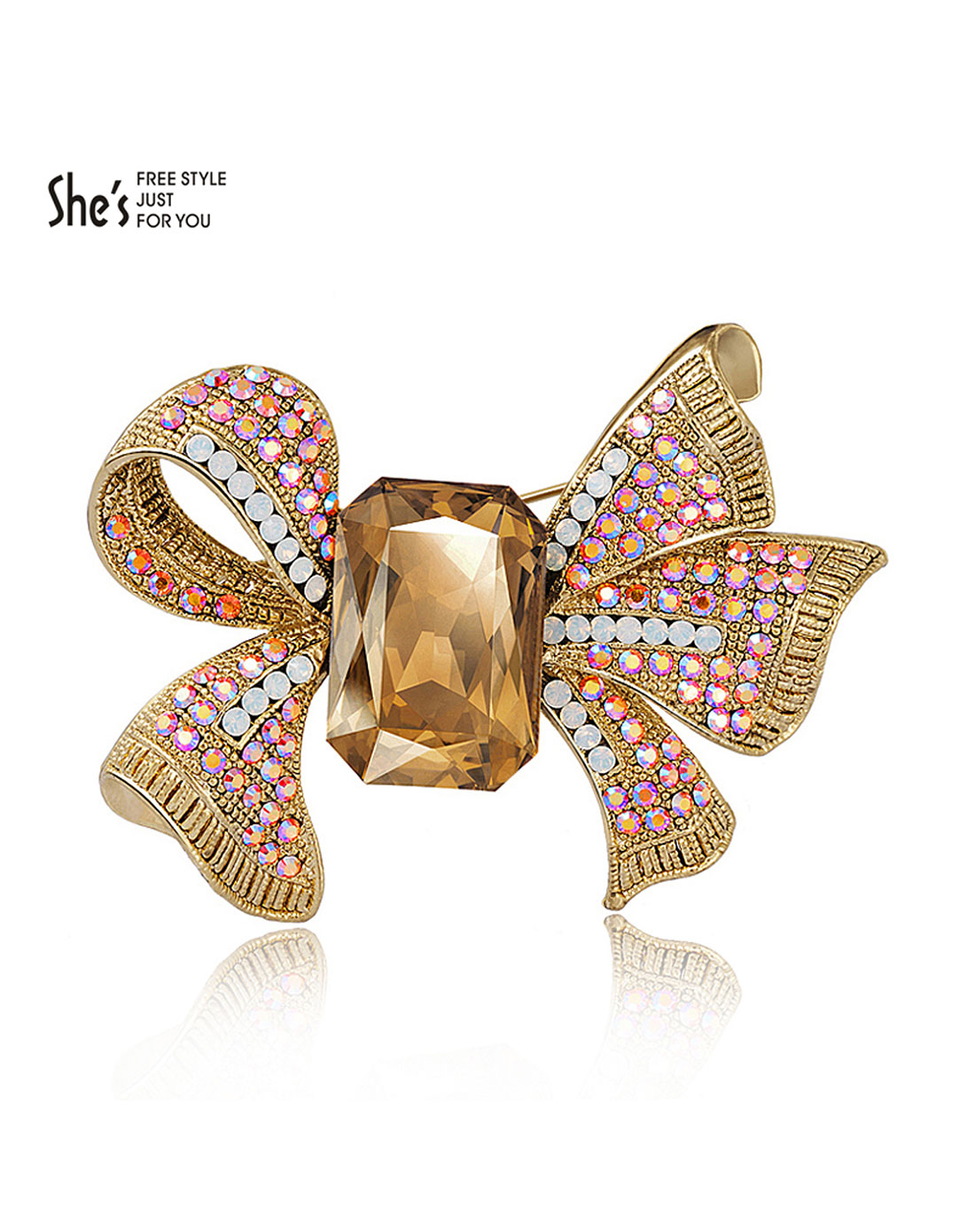 奢华水晶蝴蝶结胸针胸花别针