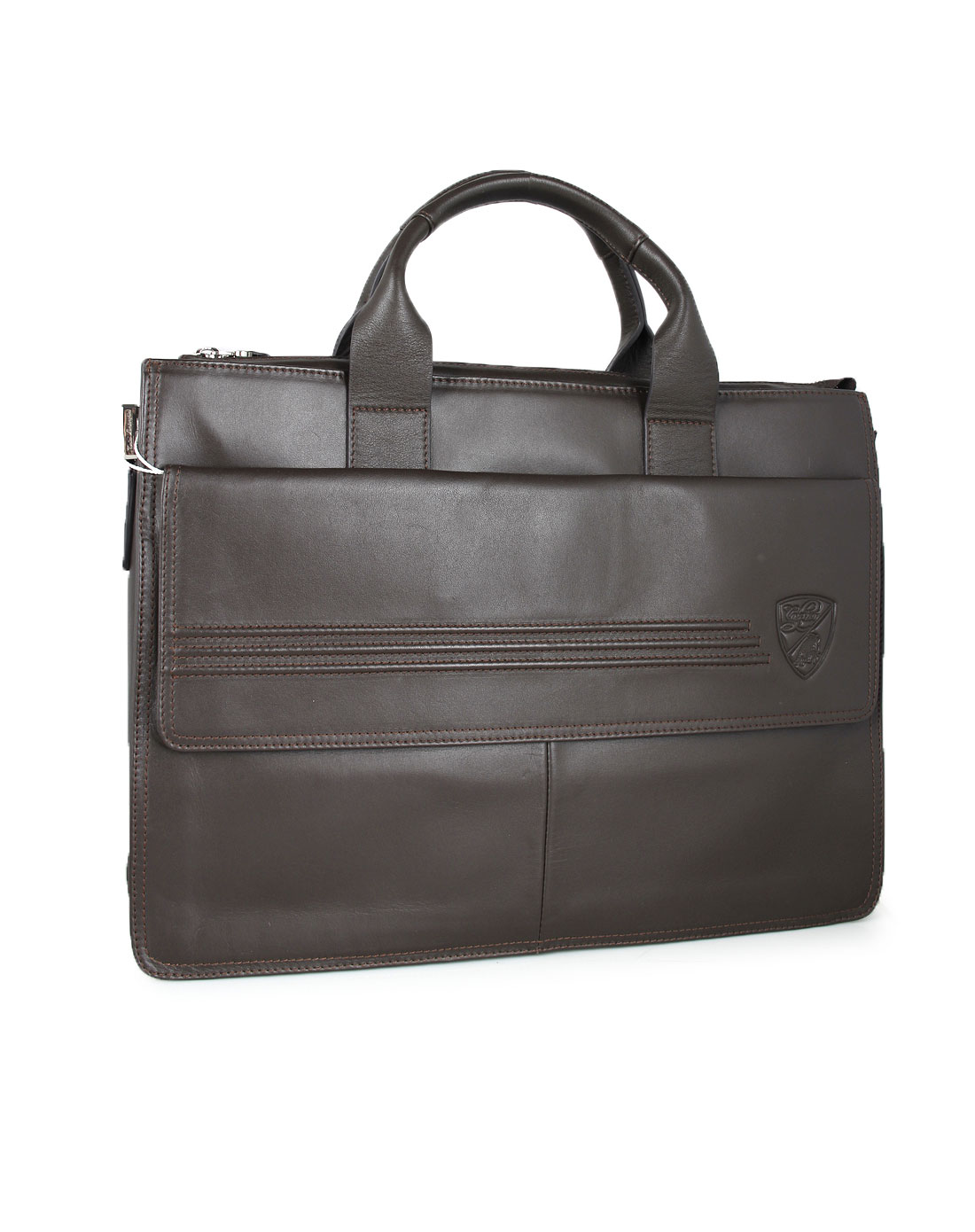 林宝坚尼男女包混合专场-男款棕色牛皮手提公文包