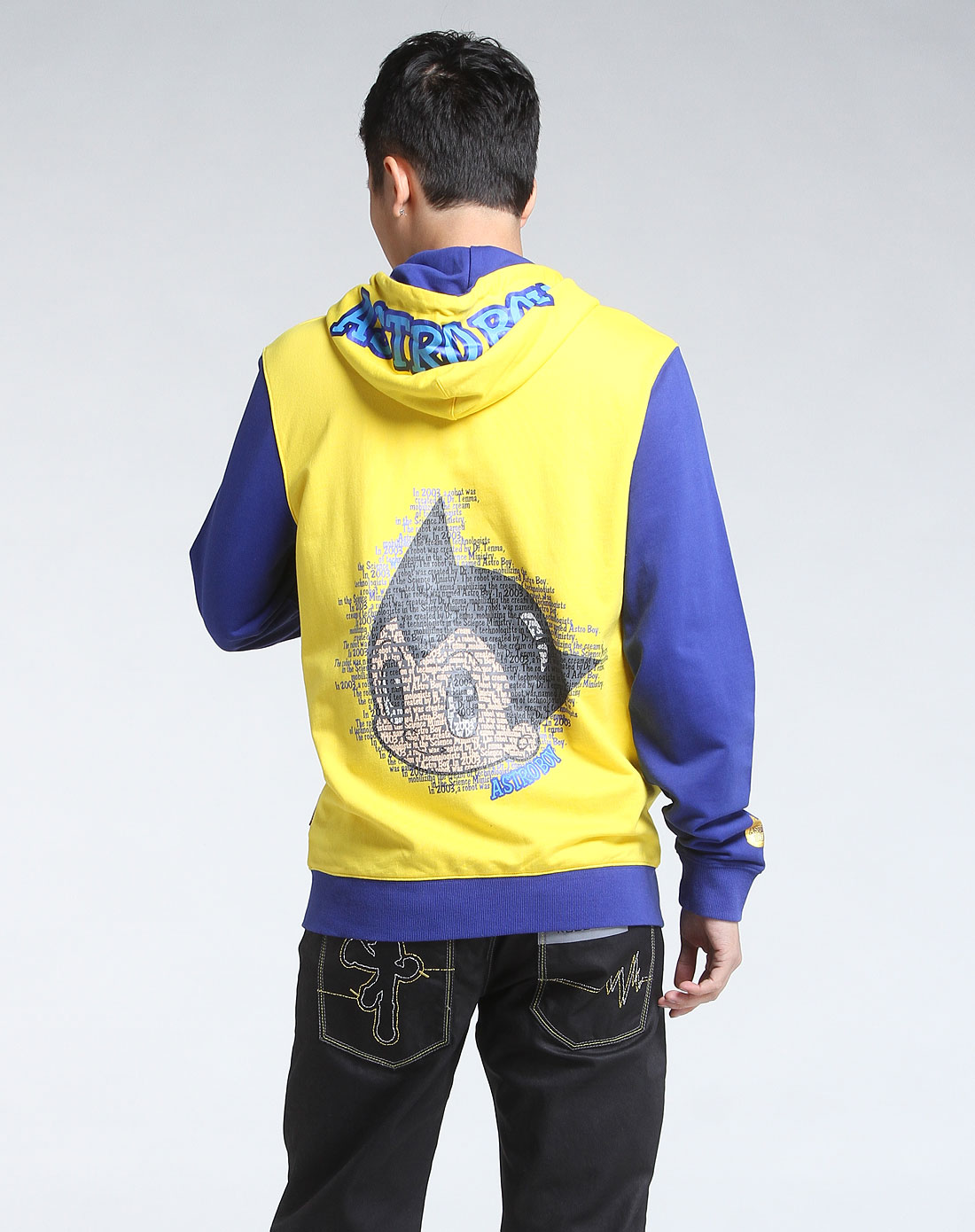 阿童木astro boy男女装混合专场-男款黄色连帽拉链长袖卫衣