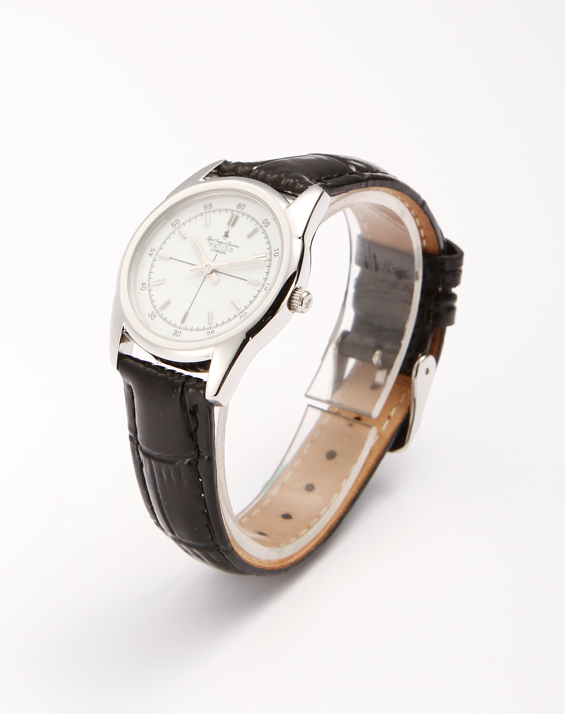 polo club 女款白/银/黑色时尚简约皮带石英手表