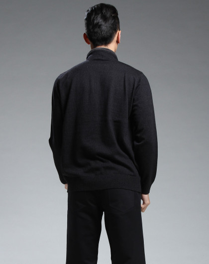 男款黑灰色中厚羊绒羊毛衫