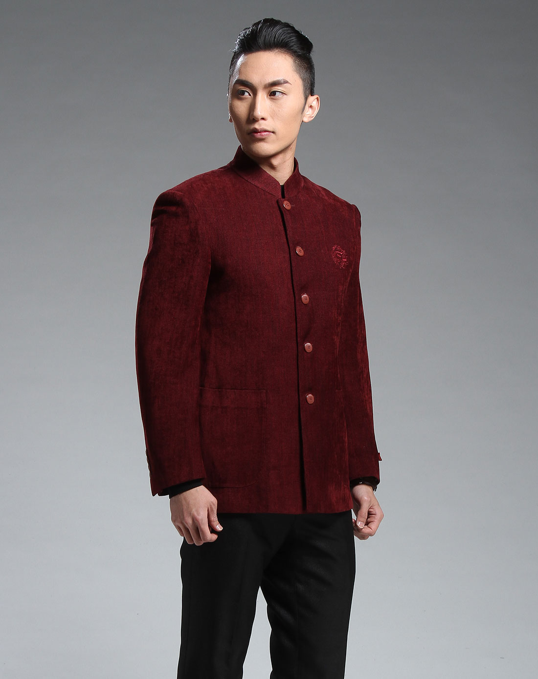 红色时尚中华立领长袖西装外套