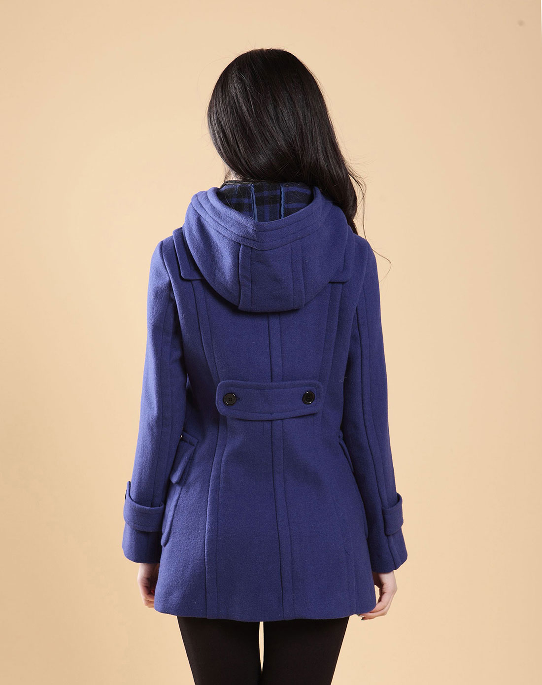 宝蓝色羊毛大衣