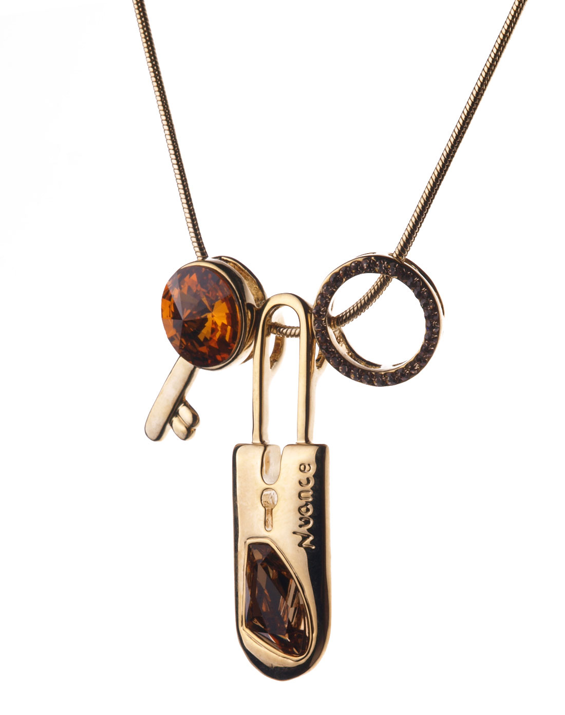 欧版金色锁心项链