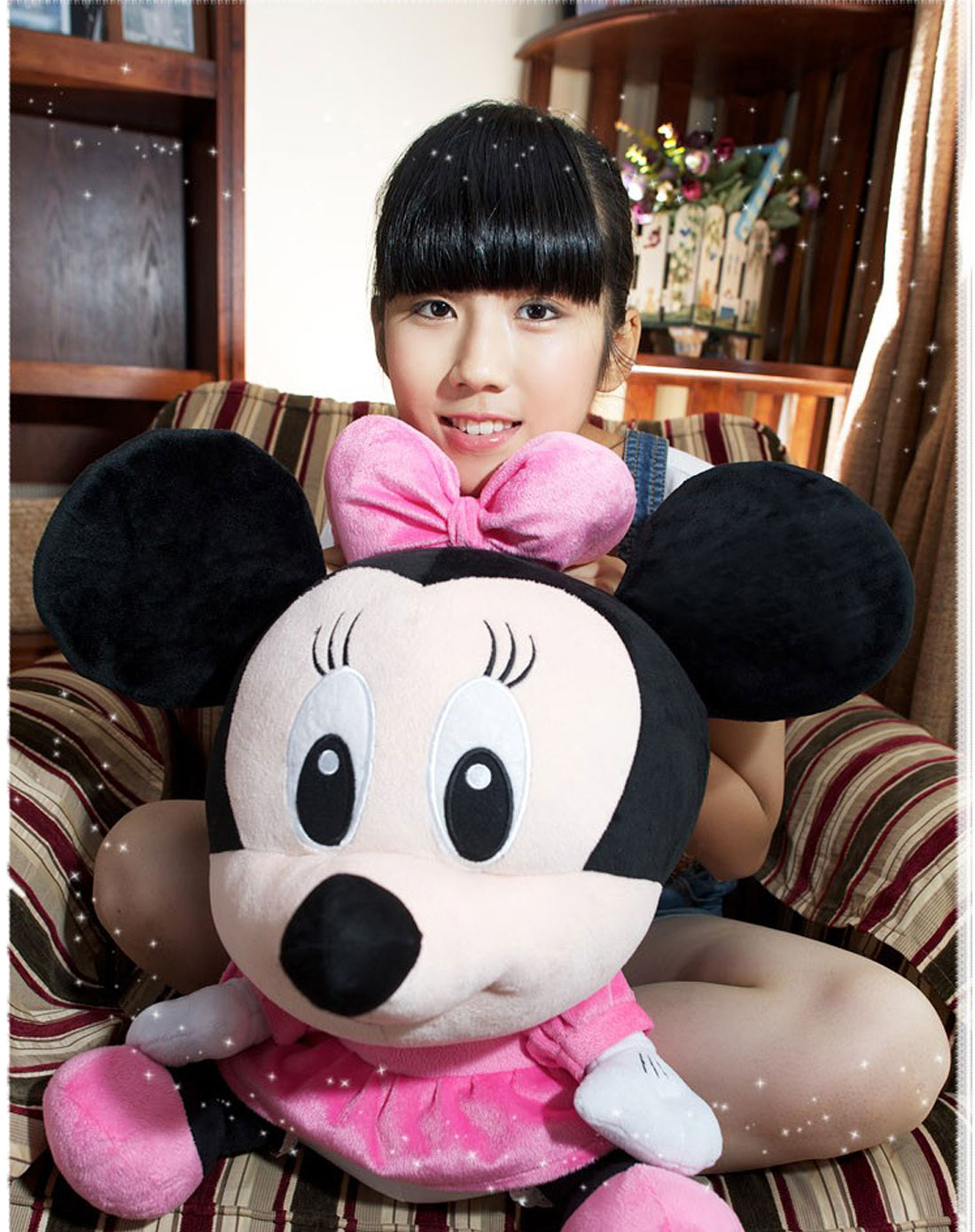 粉色q版米妮毛绒玩具30cm