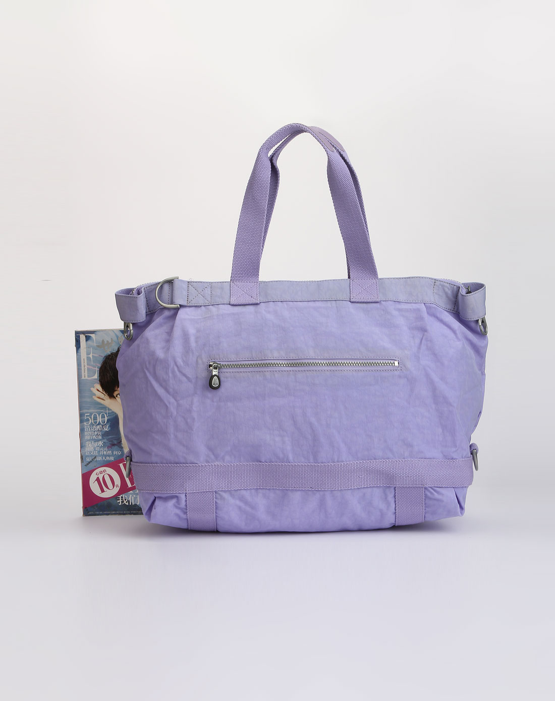 [ 法姿 ] 浅蓝紫纯色斜挎手拎旅行袋