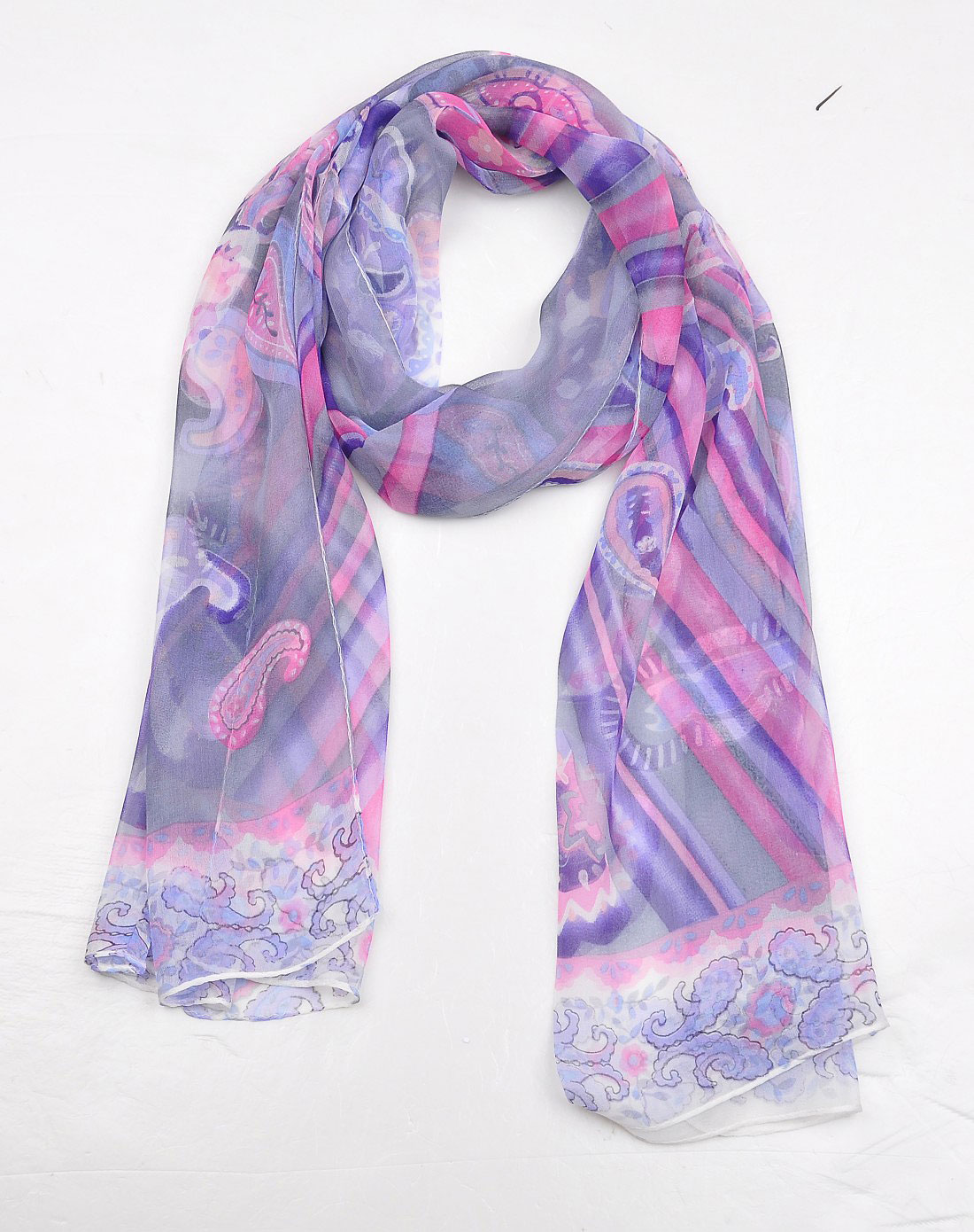 紫色柔软腰果花长巾