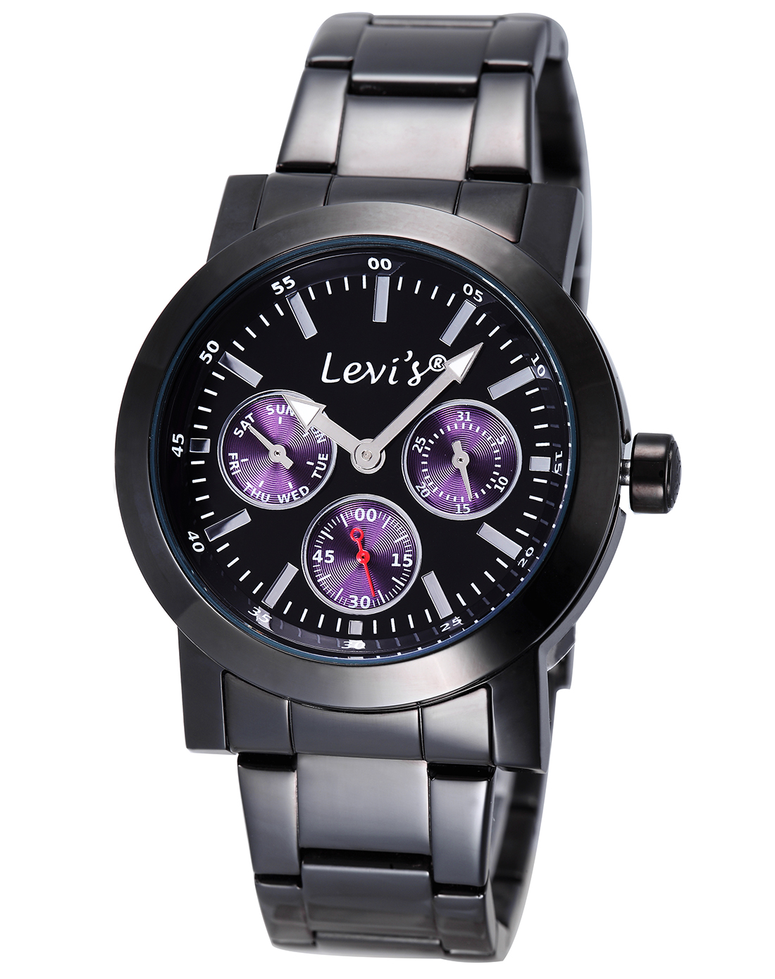 levis 中性黑色简约时尚不锈钢手表