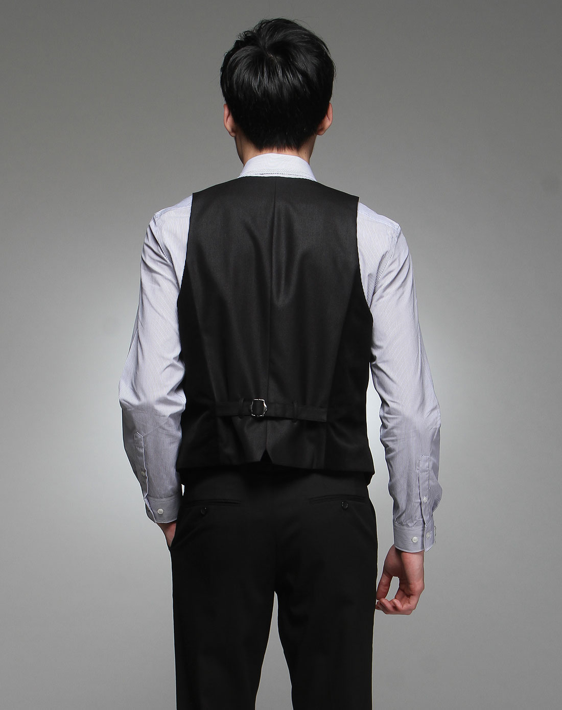男款黑色时尚西装背心(修身版)