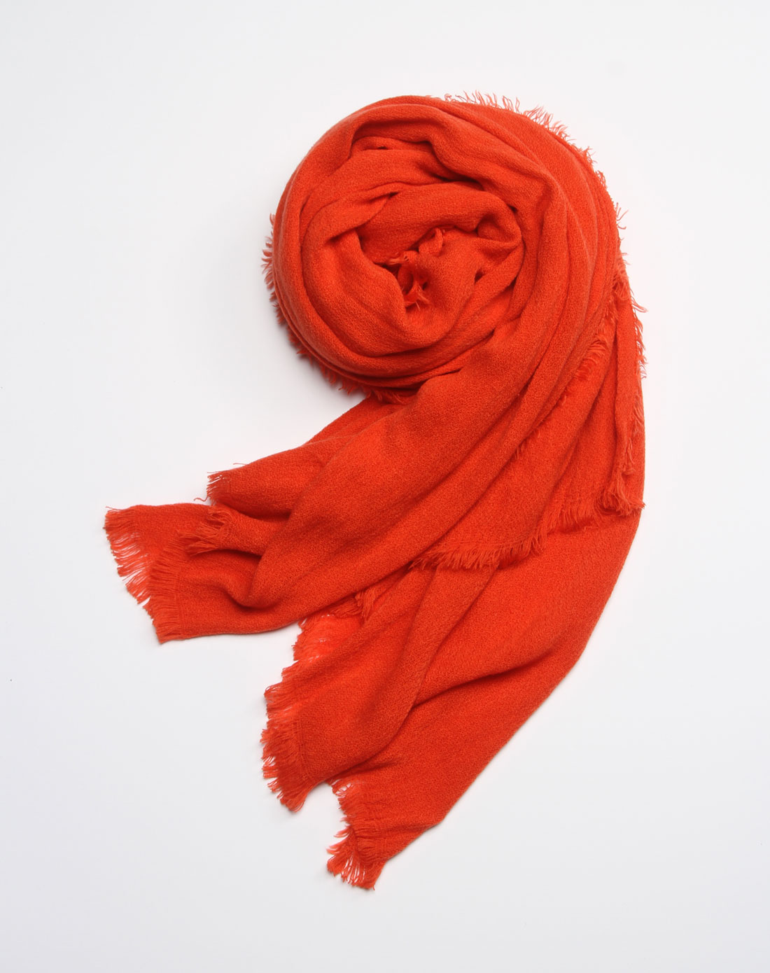 橘红色纯色针织围巾