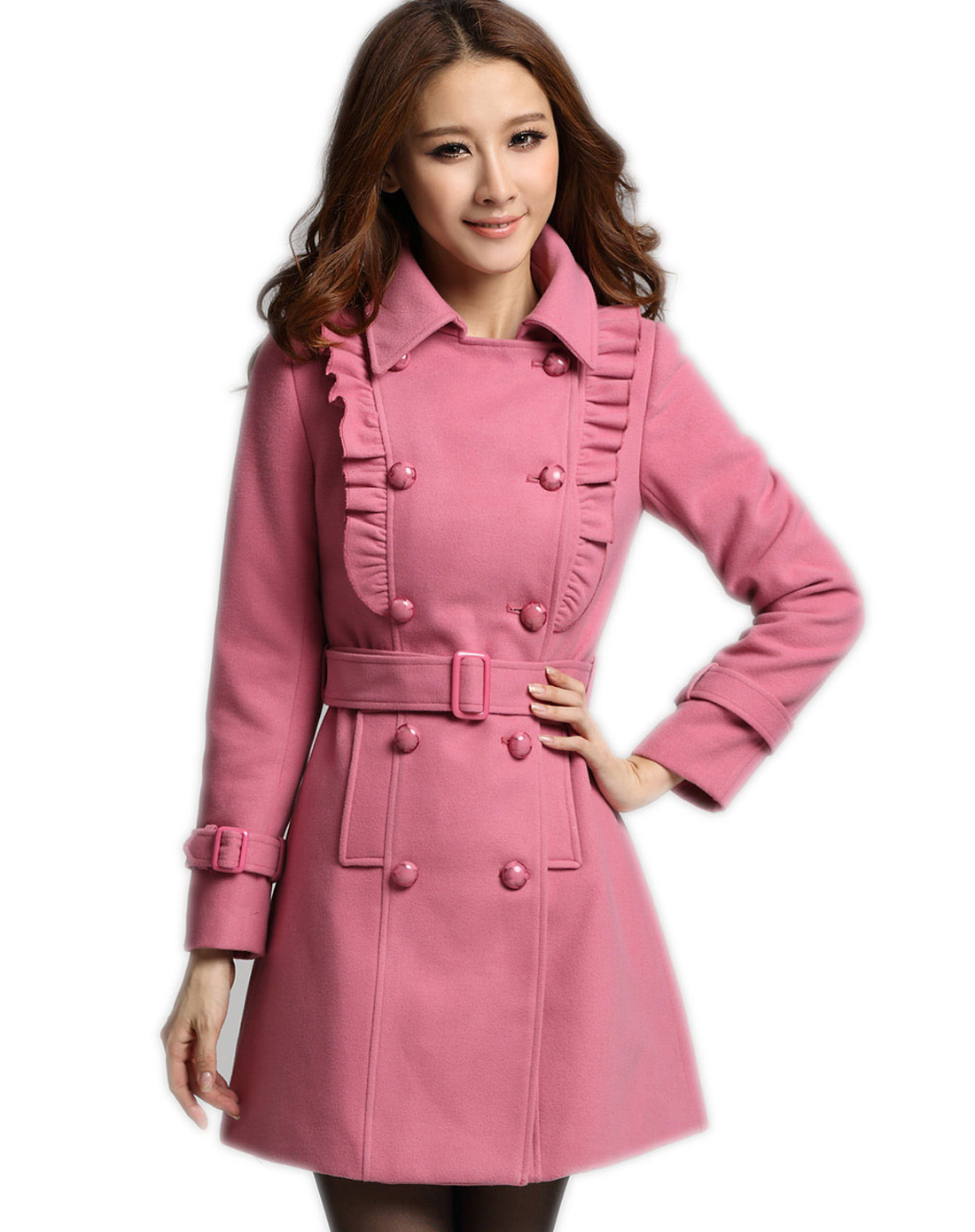 o.sa女装专场-女款粉红色大衣