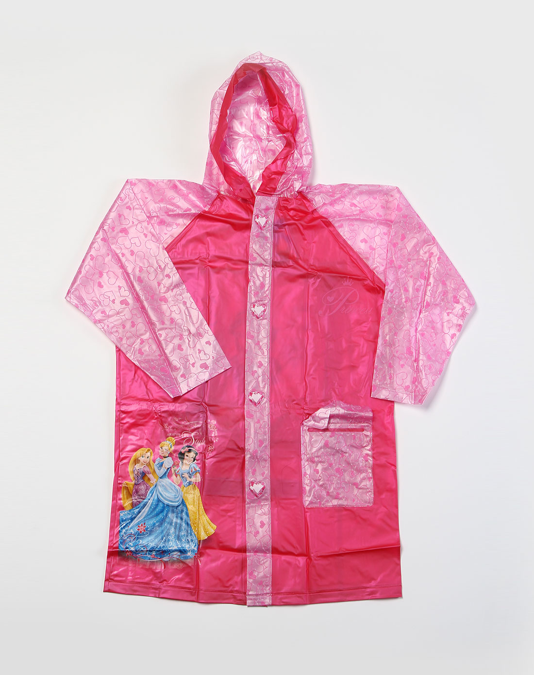 女童粉红色迪士尼公主卡通雨衣
