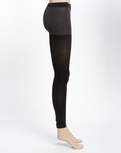 女款黑色竹炭加档九分裤袜